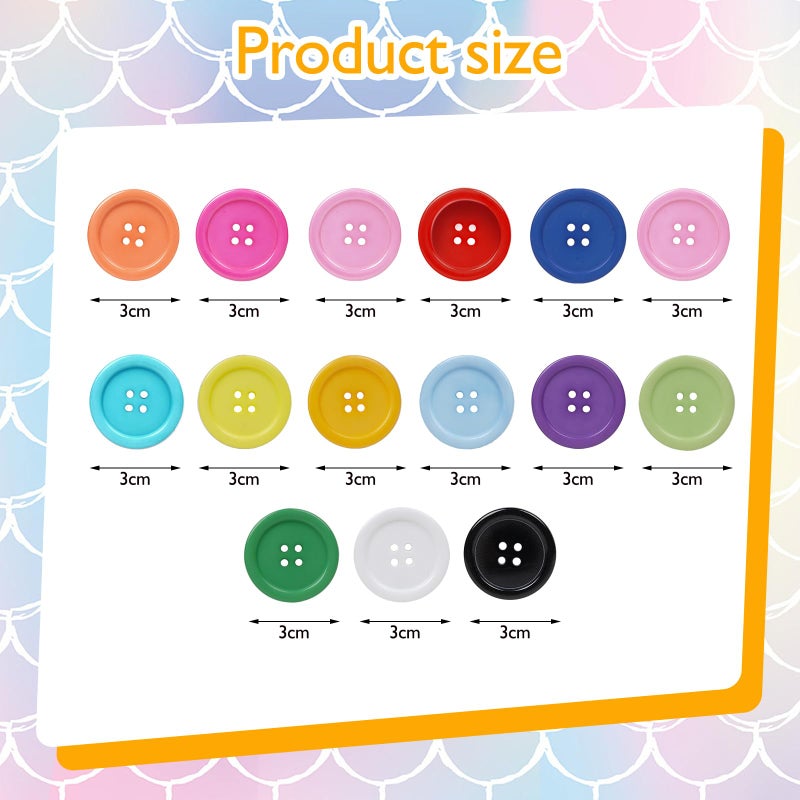 Chenkou Craft Mix Color Plastic Resin Circle Big Button 4 Holes DIY Craft Sewing 30mm 40pcs(Mix, 1 1/4"(30mm)) - Image 5